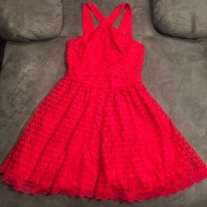 VS Moda International Red Lace Crisscross Dress 6